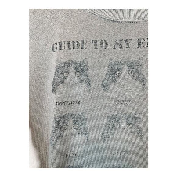 Cat Kitten Guide to my Emotions Sweatshirt Pullover Casual Athleisure Faded L - Picture 4 of 8